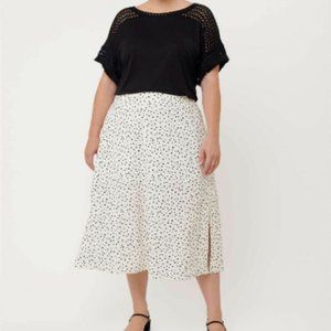 NWT Loft Black and White Polka Dot Midi Skirt